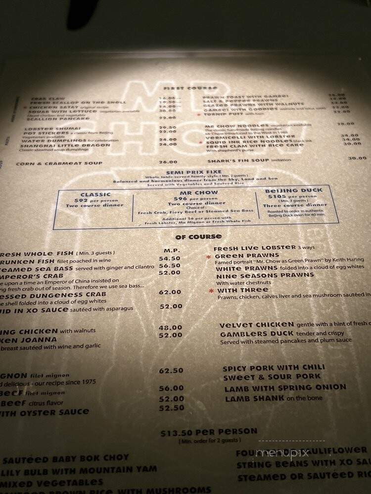 Mr Chow - Miami Beach, FL menu_pic
