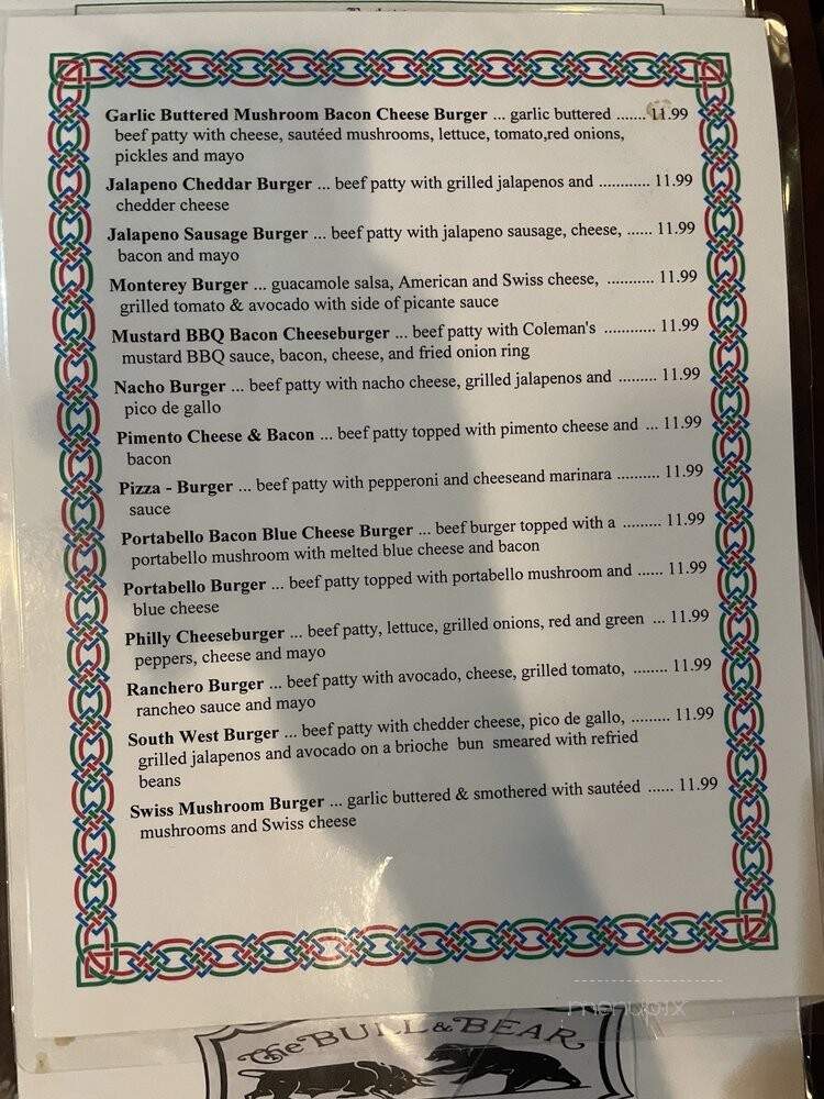 The Bull and bear tavern and Eatery - Houston, TX menu_pic