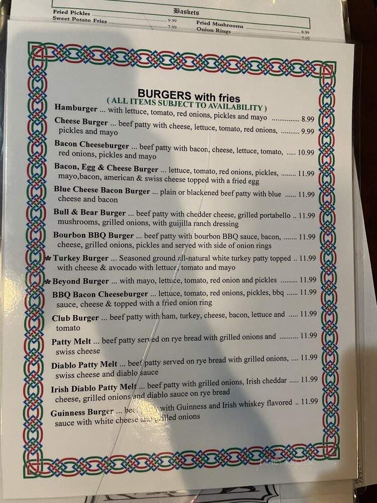 The Bull and bear tavern and Eatery - Houston, TX menu_pic