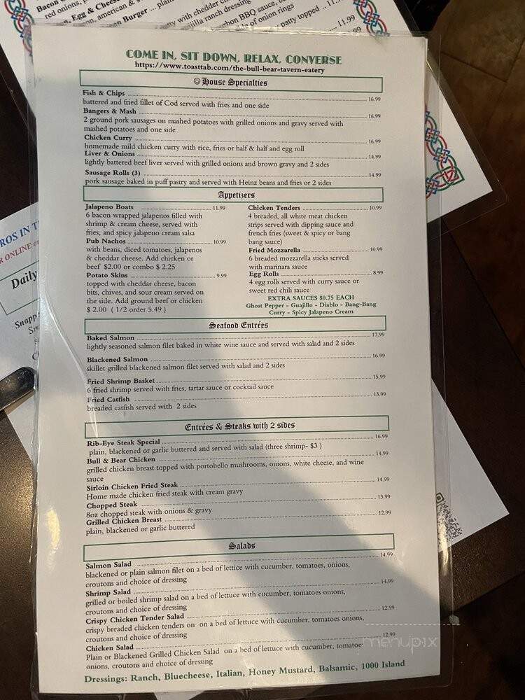 The Bull and bear tavern and Eatery - Houston, TX menu_pic