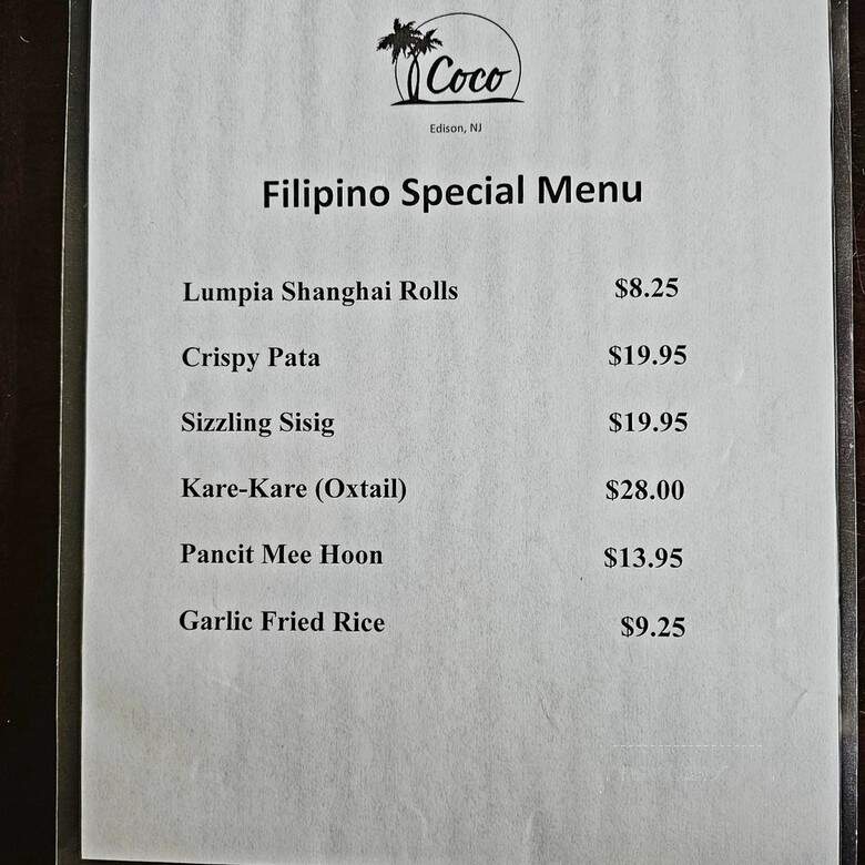 Coco Asian Cuisine - Edison, NJ menu_pic