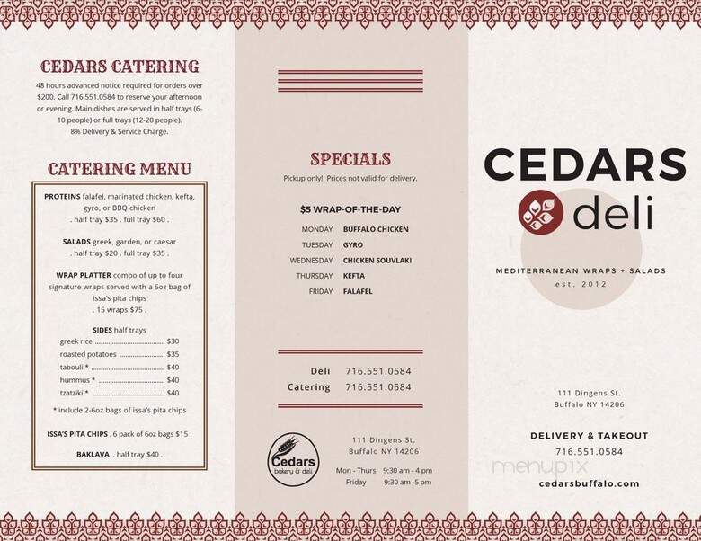 Cedars Bakery - Orchard Park, NY menu_pic