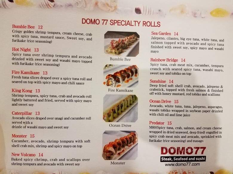 Domo 77 Steak House - Aurora, IL menu_pic