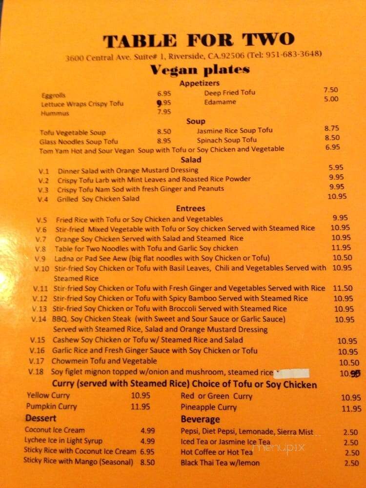 Table For Two - Riverside, CA menu_pic