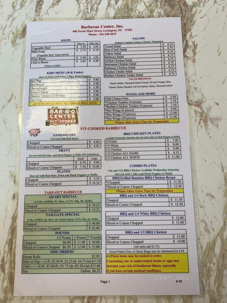 Hog City Cafe - Lexington, NC menu_pic
