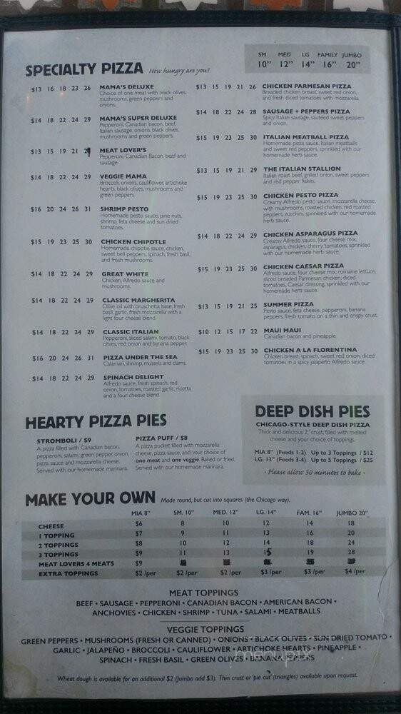 Mama's Pizza - McAllen, TX menu_pic