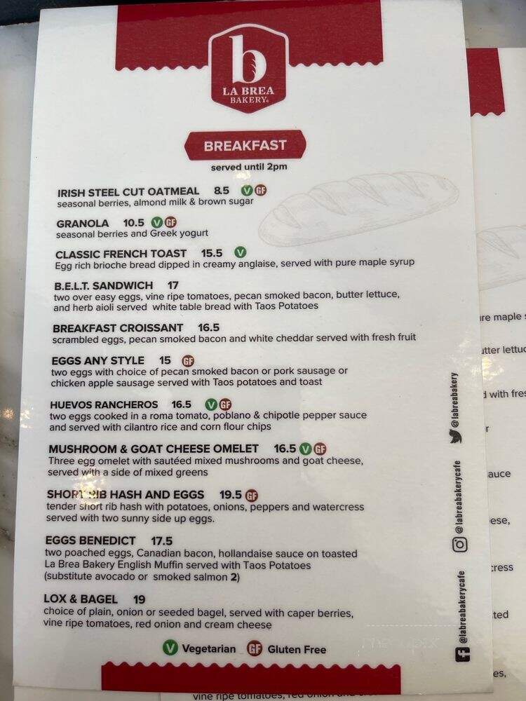 La Brea Bakery - Los Angeles, CA menu_pic