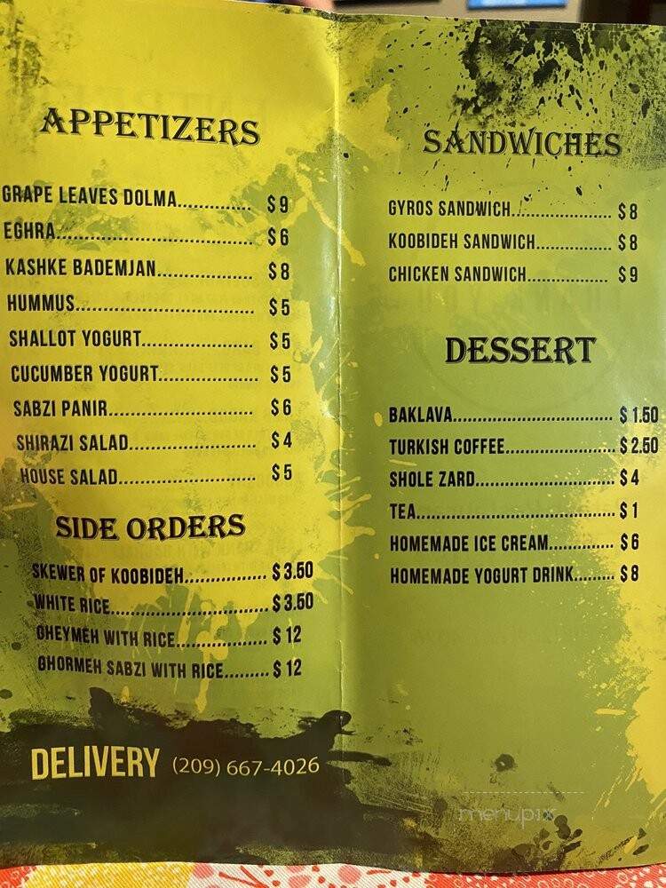 Patogh - Turlock, CA menu_pic