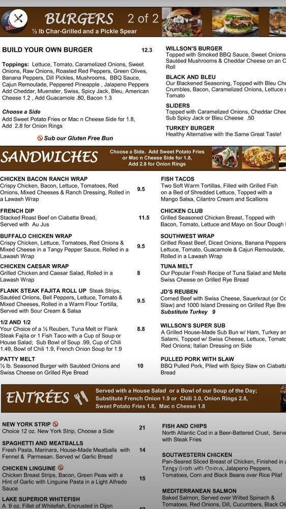 Willson's Pub 'n Grill - Commerce Township, MI menu_pic