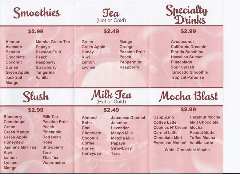 Boba Zone - Wichita, KS menu_pic