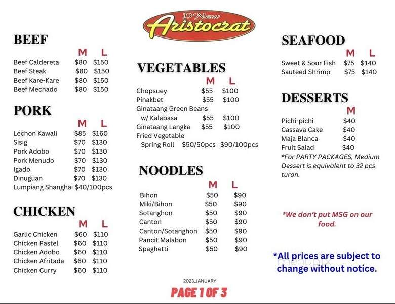 D' New Ariatocrat - Panorama City, CA menu_pic