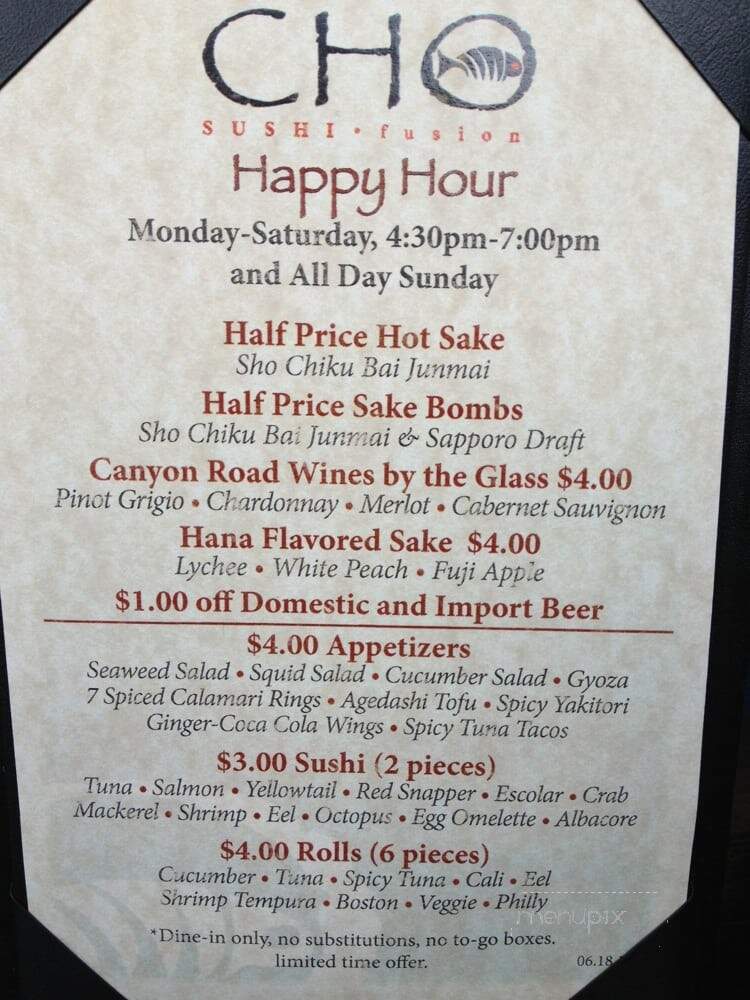 Cho Sushi - Austin, TX menu_pic