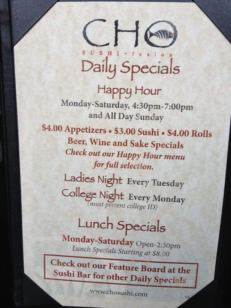 Cho Sushi - Austin, TX menu_pic
