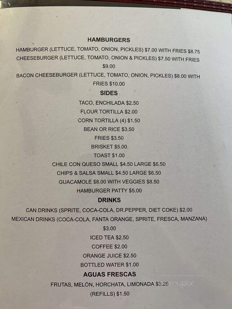 Gilbert's Lounge - Van Horn, TX menu_pic