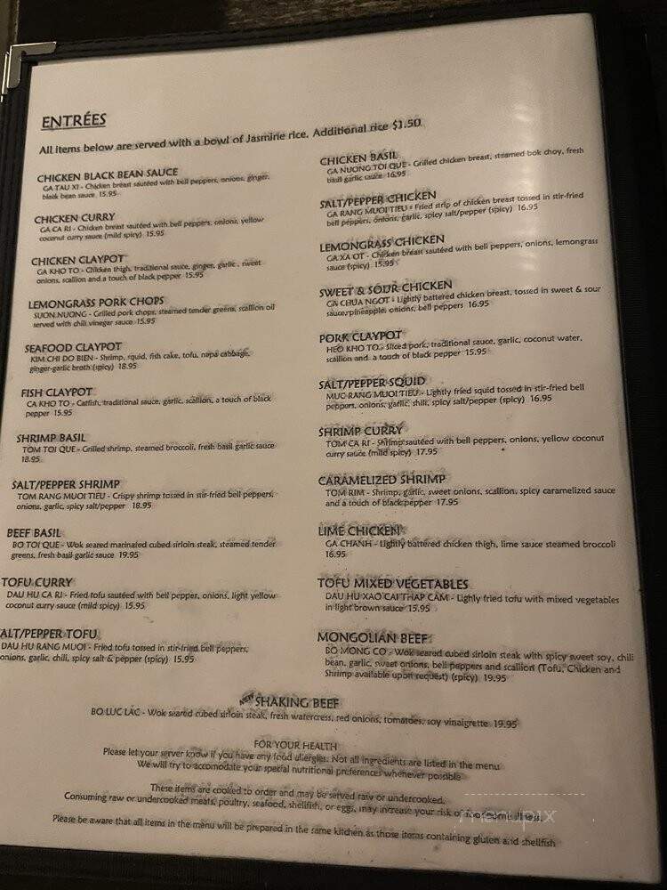Vietnam Cafe - Philadelphia, PA menu_pic
