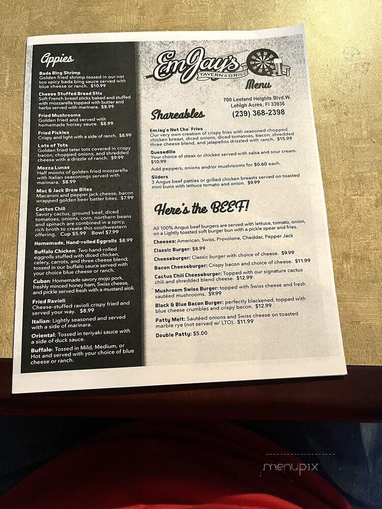 Mirror Lakes Pub - Lehigh Acres, FL menu_pic