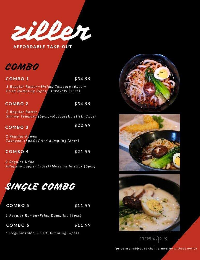 Ziller - Fullerton, CA menu_pic