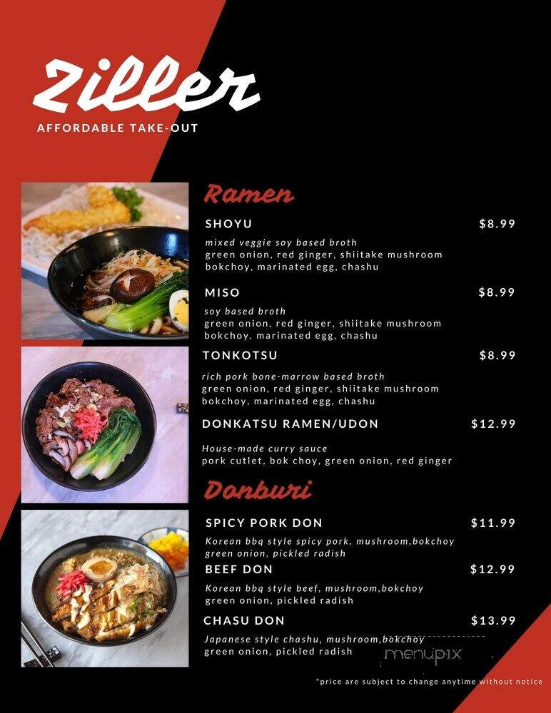 Ziller - Fullerton, CA menu_pic