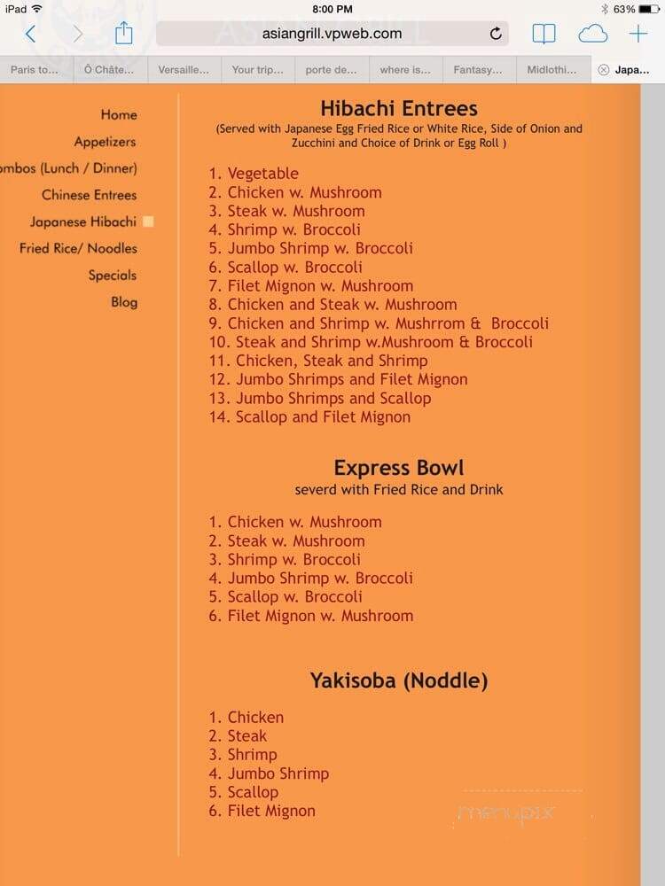 Asian Grill - Midlothian, VA menu_pic