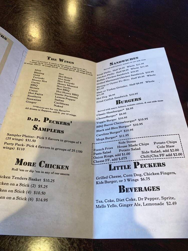 D.D. Pecker's - Charlotte, NC menu_pic