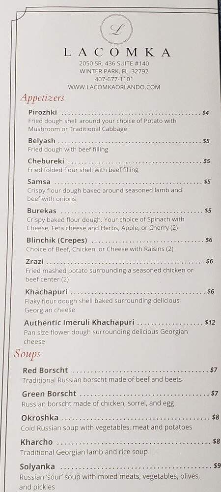 Lacomka Bakery & Deli - Winter Park, FL menu_pic