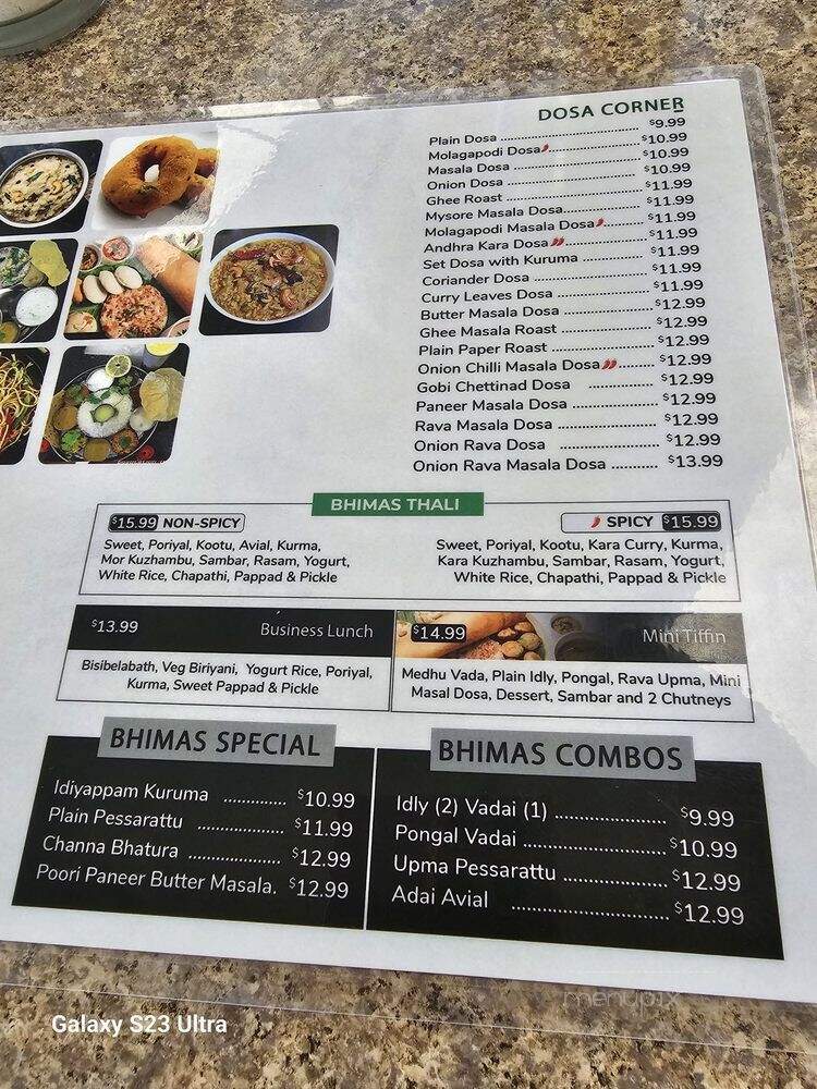 Tirupathi Bhimas - Milpitas, CA menu_pic