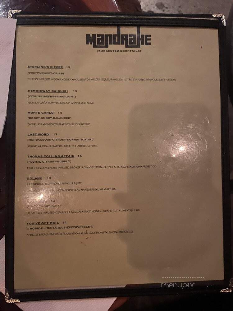 Mandrake - Los Angeles, CA menu_pic