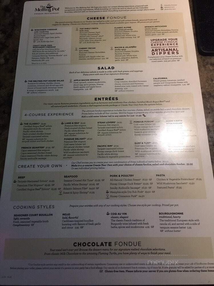 The Melting Pot - Columbia, SC menu_pic