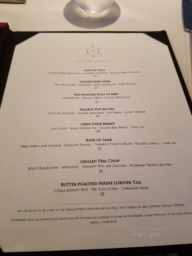 Red Rooster at Woodstock Inn - Woodstock, VT menu_pic