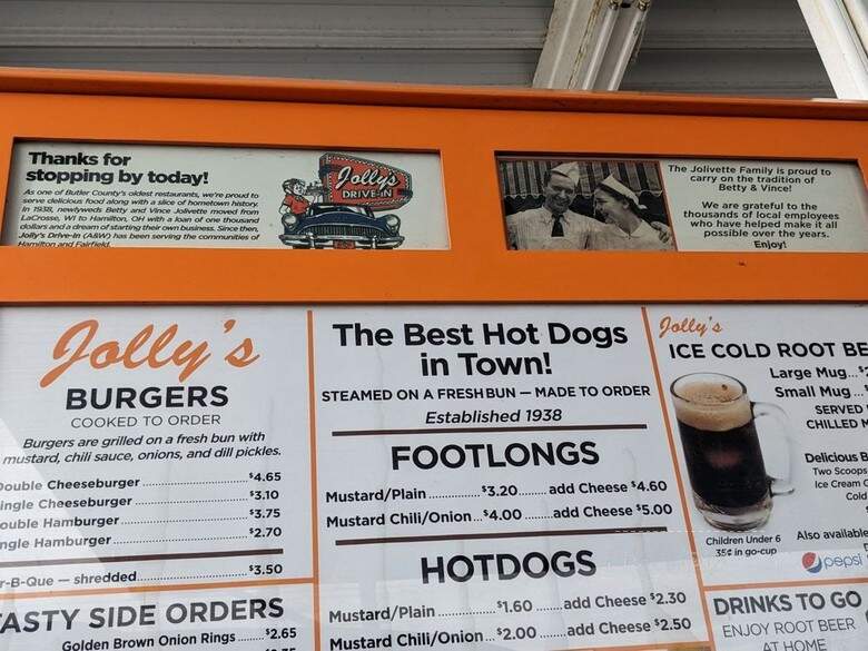 Jolly's Drive-in - Hamilton, OH menu_pic