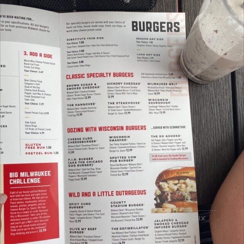 Milwaukee Burger Company - Eau Claire, WI menu_pic