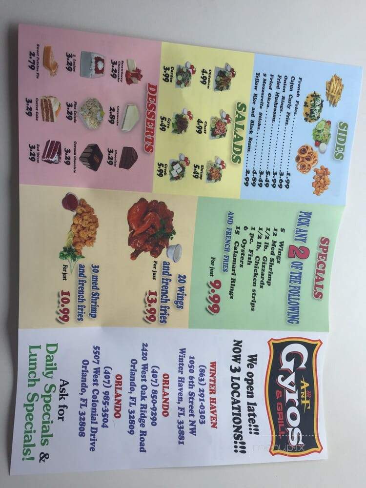 ANF gyros and grill - Winter Haven, FL menu_pic