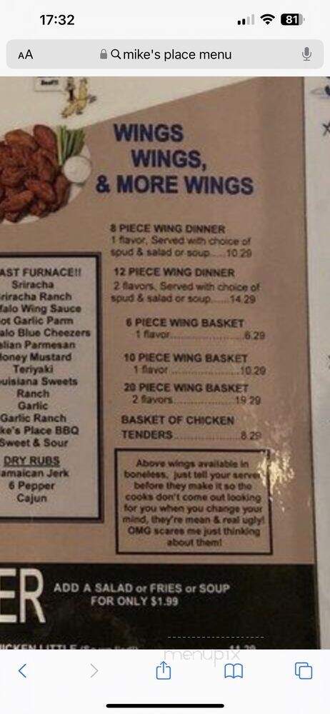 Mike's Place - Superior, WI menu_pic