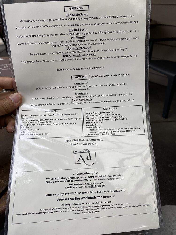 Agate Alley Bistro - Eugene, OR menu_pic