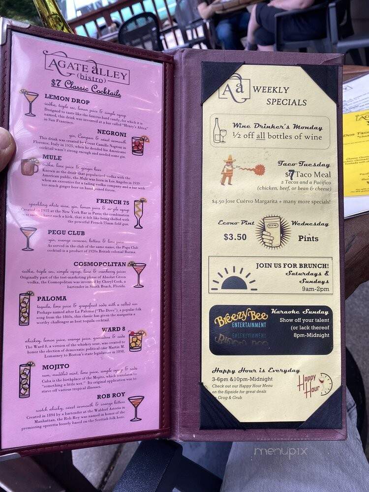 Agate Alley Bistro - Eugene, OR menu_pic
