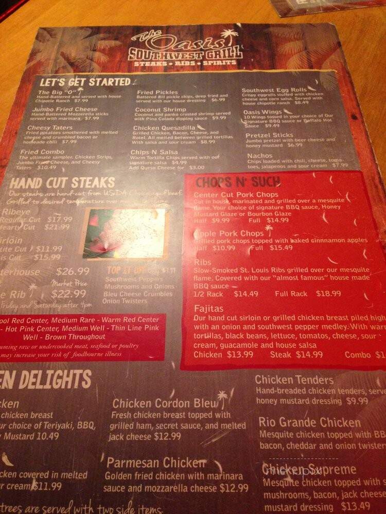 The Oasis Southwest Grill - Madisonville, KY menu_pic