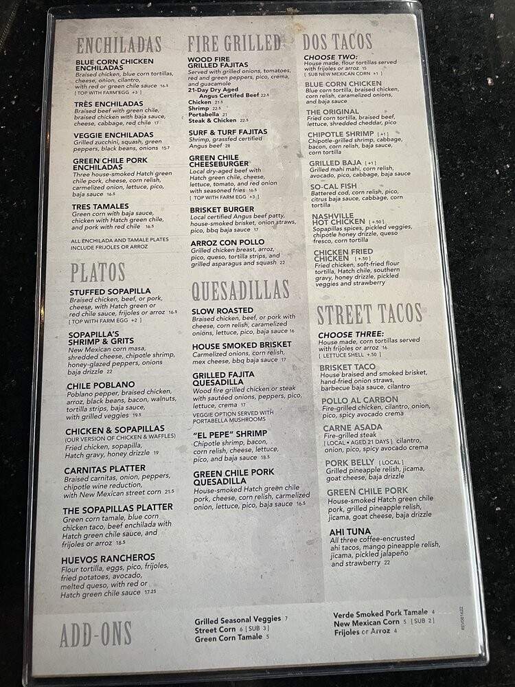 Sopapilla's - Franklin, TN menu_pic