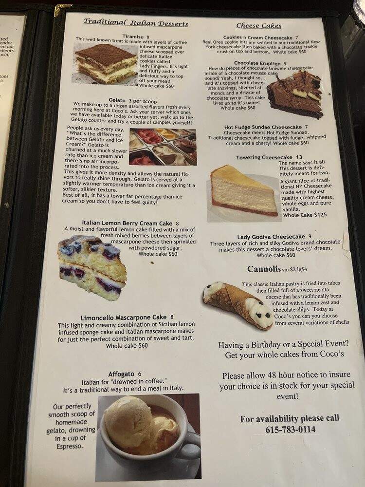 Coco's Italian Market and Eatery - Nashville, TN menu_pic
