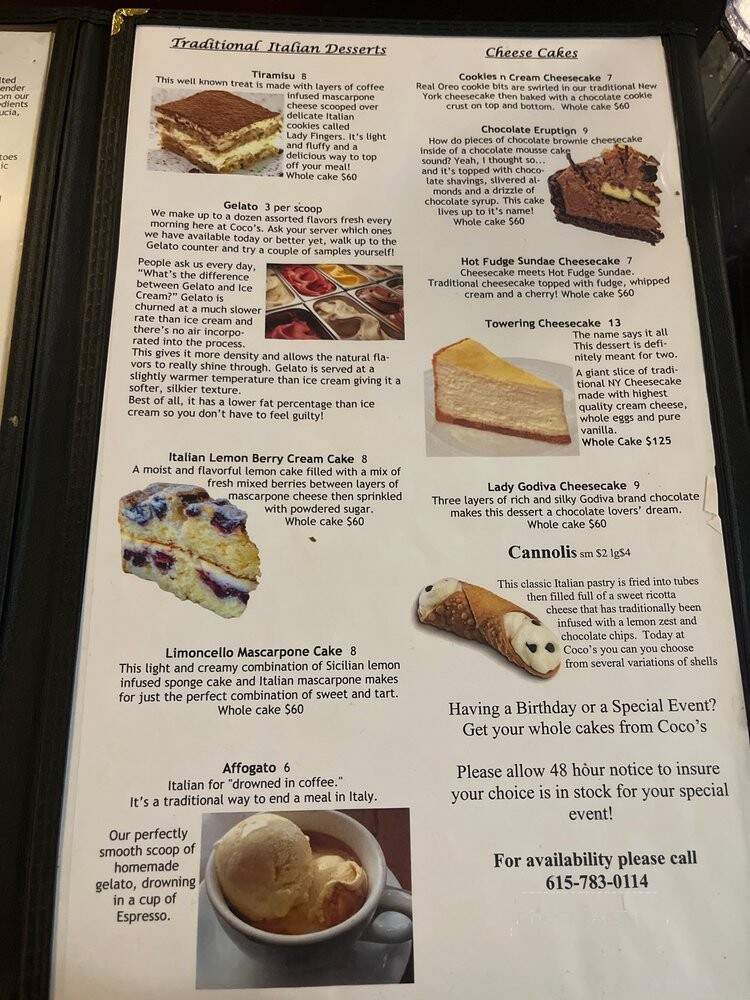 Coco's Italian Market and Eatery - Nashville, TN menu_pic