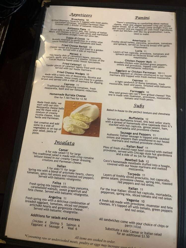 Coco's Italian Market and Eatery - Nashville, TN menu_pic