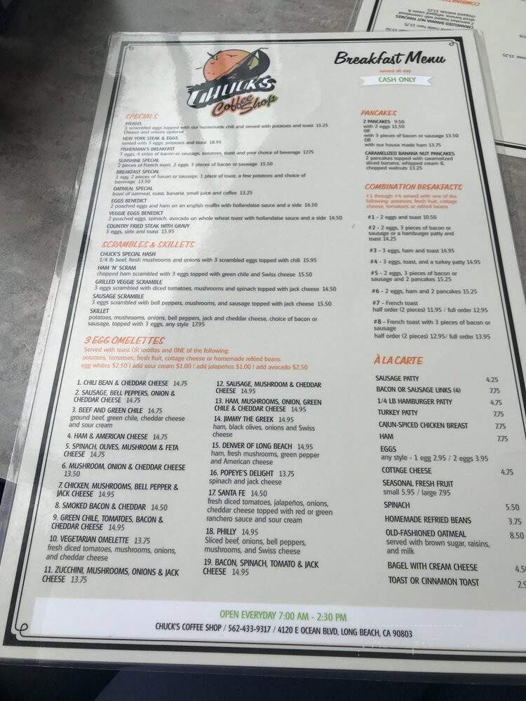 Chuck's Coffee Shop - Long Beach, CA menu_pic