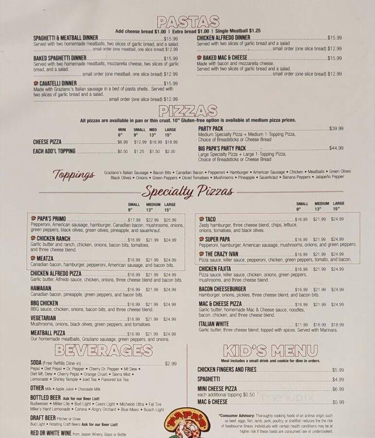 Papa's Pizza - Slidell, LA menu_pic