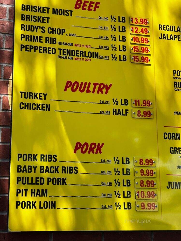 Rudy's BBQ - Frisco, TX menu_pic