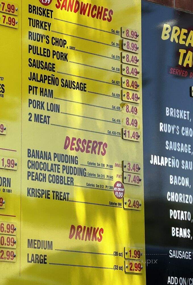 Rudy's BBQ - Frisco, TX menu_pic