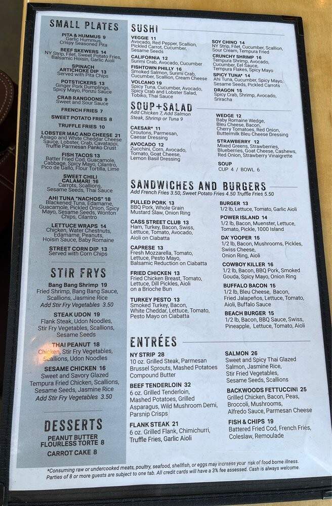 FireFly - Traverse City, MI menu_pic