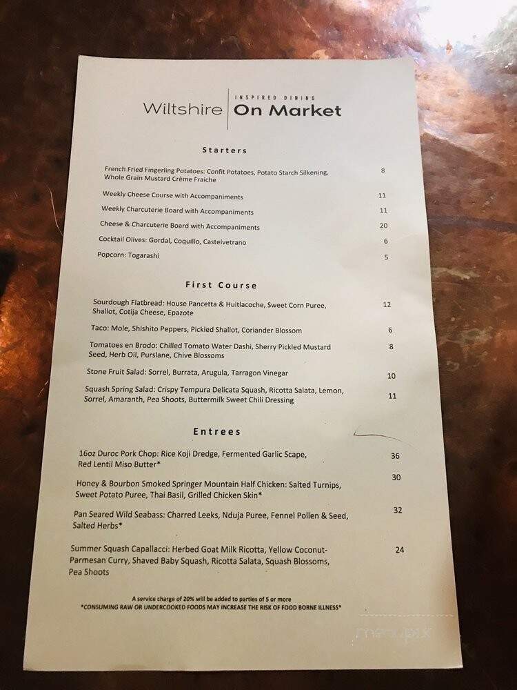 Wiltshire On Market - Louisville, KY menu_pic
