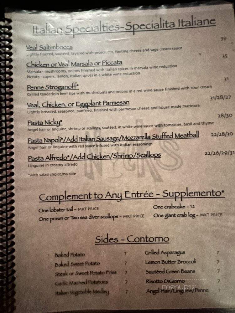 Nick's Ristorante - Huntsville, AL menu_pic