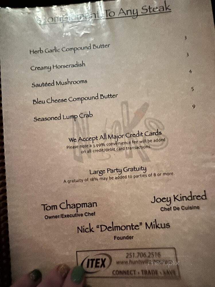Nick's Ristorante - Huntsville, AL menu_pic
