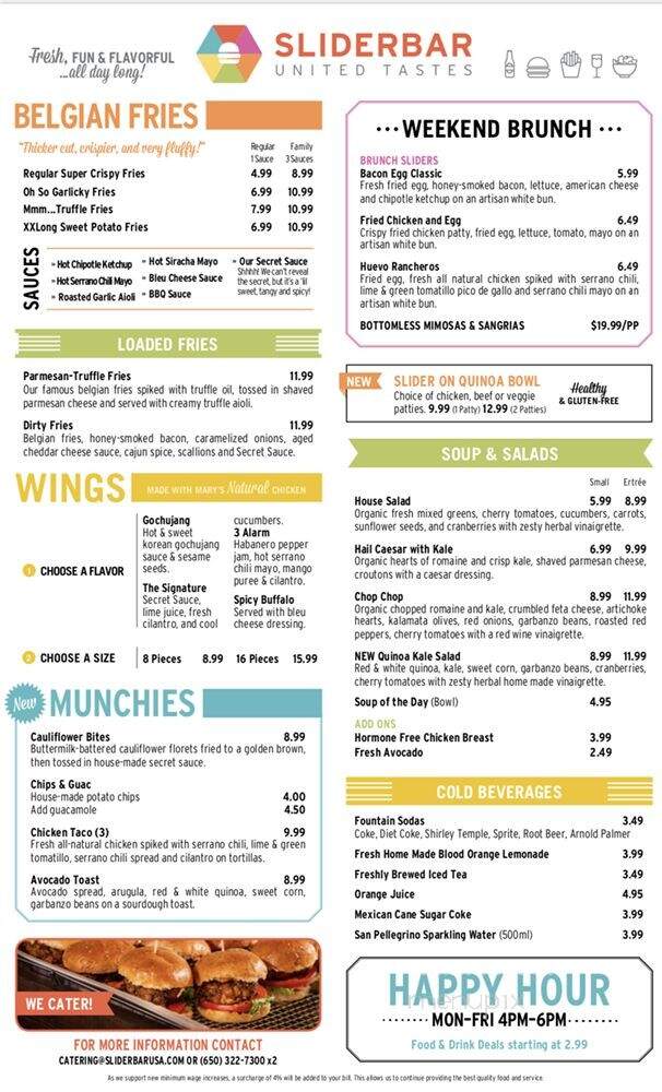 Slider Bar Cafe - Palo Alto, CA menu_pic