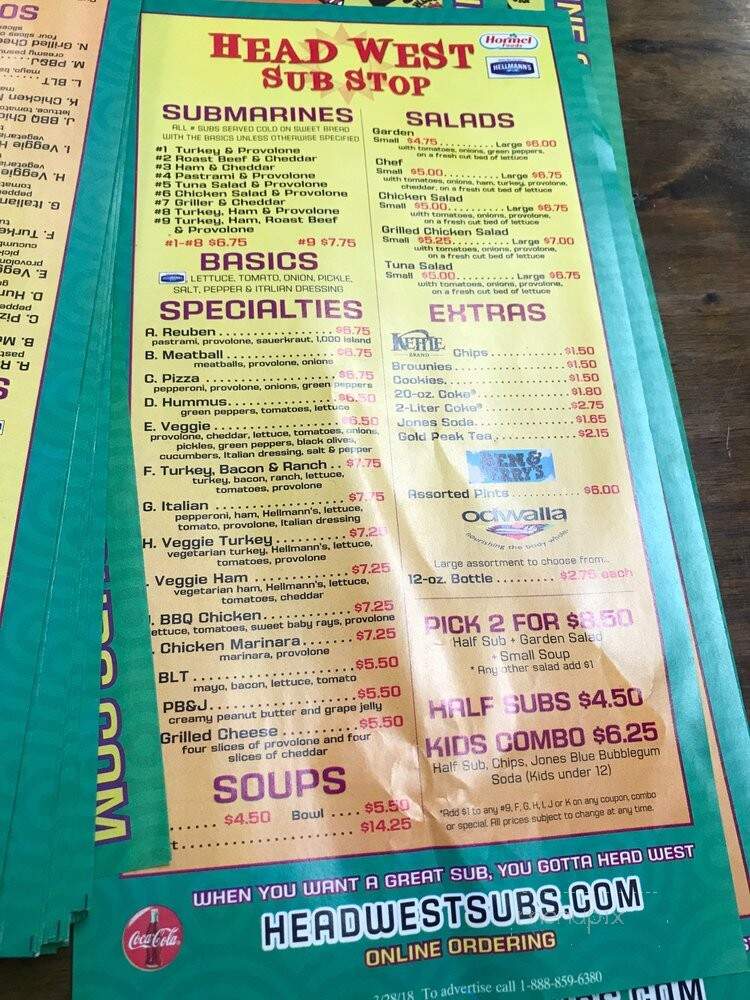 Head West - Springfield, IL menu_pic
